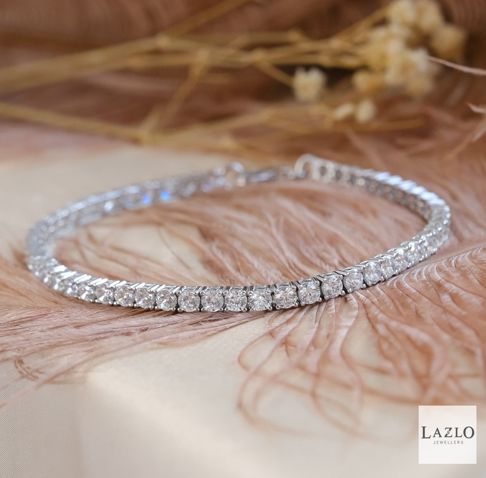 Sterling Silver CZ Claw Set Tennis Style Bracelet 1