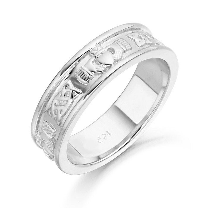 Ladies Silver Celtic & Claddagh Wedding Ring 1