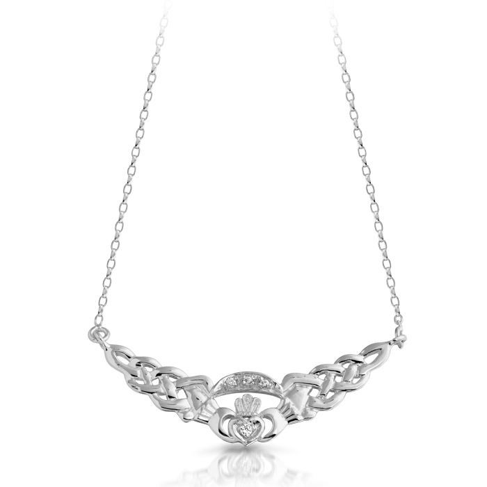 Sterling Silver Claddagh and Celtic Knot Necklace 1
