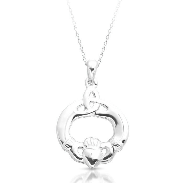 Sterling Silver Trinity Knot & Claddagh Necklace