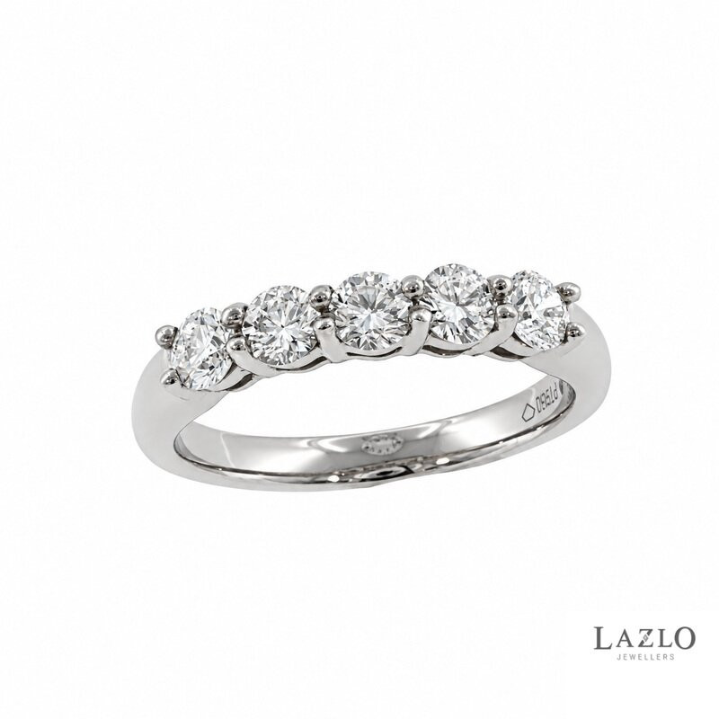 Platinum Five Stone 0.66ct Round Brilliant Laboratory Diamond Ring  1