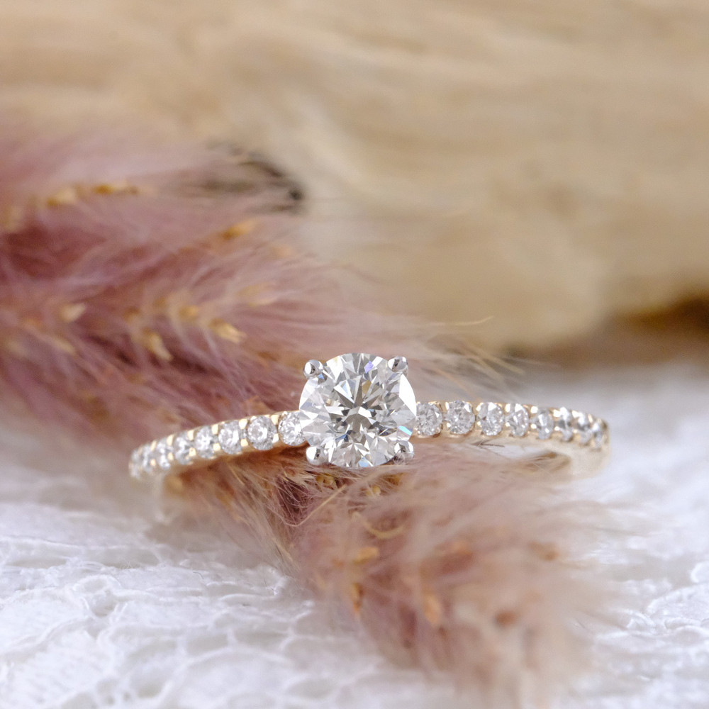 18kt Rose Gold 0.47ct Solitaire Diamond Shoulders Engagement Ring 1