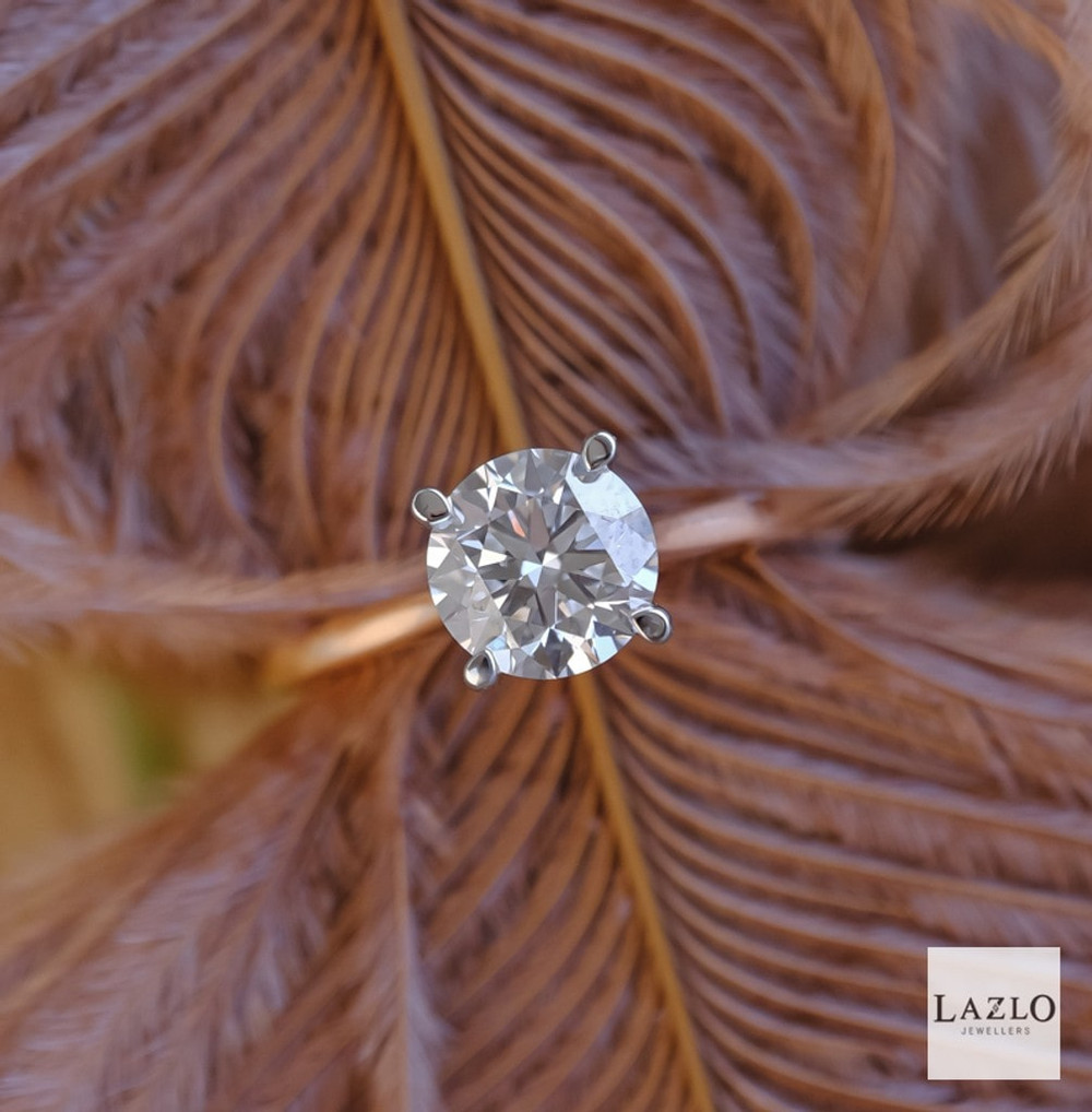 18kt Rose Gold 1.29ct D VVS2 Round Brilliant Laboratory Solitaire Diamond Ring 1