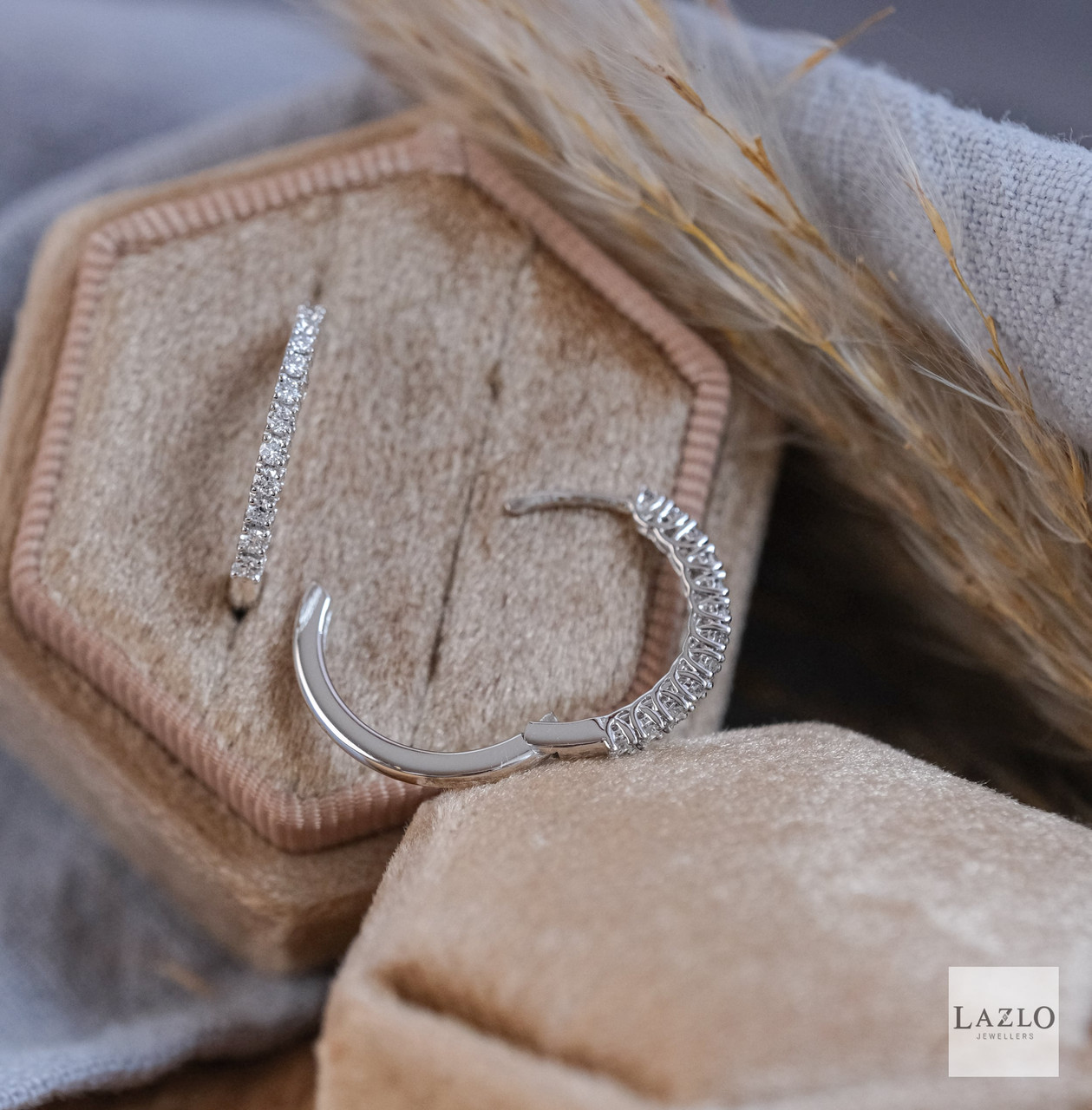 Platinum Lab Diamond Huggie Hoop Earrings - Main Image