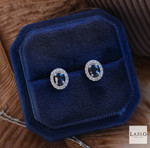 9kt White Gold Diamond & Blue Sapphire Cluster Pendant & Earring Set 3