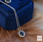 9kt White Gold Diamond & Blue Sapphire Cluster Pendant & Earring Set 4