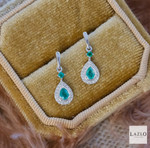 9kt White Gold Teardrop 0.32ct Shape Emerald & 0.07ct Diamond Drop Earrings 5