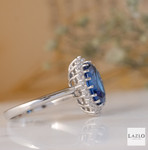 Sterling Silver Large Sapphire Blue Colour 'Lady Diana' Style Cluster Ring 3