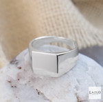 Gent Sterling Silver Plain Square Signet Ring 3