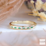 Andre Michael 9kt Yellow Gold Round Brilliant Diamond & Emerald Channel Set Band 3