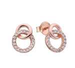 Kilkenny Silver Rose Gold Plated Double Interlocking Circle & Larger CZ Circle Earrings 1