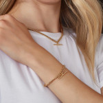 Sterling Silver & 18kt Gold Plated T Bar Bracelet