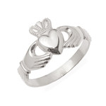 Gents White Gold Traditional Claddagh Ring in 10kt, 14kt and 18kt