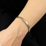 Sterling Silver Textured Bangle on wrist