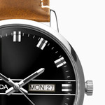 Sekonda Gents Stainless Steel Vintage Inspired Black Dial Tan Strap Watch 3