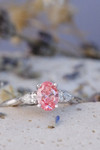 18kt White Gold Three Stone 0.70ct Laboratory Pink Diamond & 0.23ct Pear Diamond Ring 3