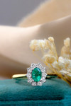 18kt Yellow Gold 0.52ct Oval Emerald & 0.41ct Diamond Cluster Ring  3