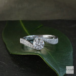 18kt White Gold Solitaire Twist 0.60ct Diamond Shoulders Engagement Ring 3
