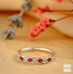 18kt White Gold Seven Stone Rubover Set Ruby & Diamond Eternity Ring 1