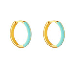 9kt Yellow Gold Tiffany Blue Colour Enamel Hoop Earrings 1