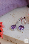 White Gold Amythyst & Diamond Drop Earrings 3