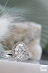 Platinum 1.76ct Oval Laboratory Diamond Ring & Natural Diamond Halo Ring 5
