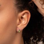 Ladies 9kt White Gold Trillion Peridot & Clear Topaz Earrings 2