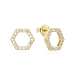 Kilkenny Silver Gold Plated Silver Hexagonal CZ Set Stud Earrings