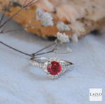 Platinum 0.95ct Ruby & 0.25ct Diamond Vintage Cluster Ring  6