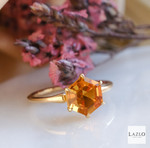 9kt Yellow Gold Six Claw Citrine Solitaire Dress Ring