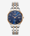 Roamer Gents Seehof Stainless Steel & Rose Gold Plated Sapphire Crystal Blue Dial Bracelet Watch 1