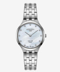 Roamer Ladies Slim-Line Stainless Steel Sapphire Crystal Mother Of Pearl & 0.06ct Diamond Dial Bracelet Watch