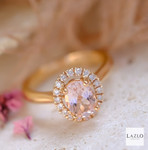 18kt Rose Gold Oval Morganite & Diamond Halo Ring 5