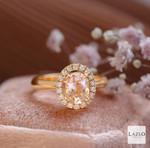 18kt Rose Gold Oval Morganite & Diamond Halo Ring 3