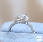 Platinum Laboratory D VVS1 O.81ct Cushion Diamond & 0.31ct Natural Diamond Halo Split Diamond Ring 5