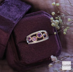 9kt White Gold & Rose Gold Double Row Diamond & Amethyst Ring 5