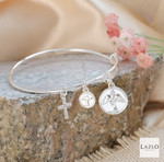 Silver Plated Confirmation Dove & Cross Bangle