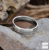 Gents Platinum 600 Satin Finished Center & Polished Edges Wedding Ring 2 Gents Platinum 600 Satin Finished Center & Polished Edges Wedding Ring 2
