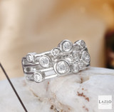 Sterling Silver Multi Row Rub-over CZ Dress Ring   2