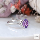 Sterling Silver Oval Faux Amethyst Cluster Dress Ring 2