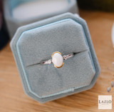 Sterling Silver Gold Plated Oval Rub Over Opal & CZ Dress Ring 2