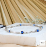 Sterling Silver Sapphire CZ Tennis Bracelet 2