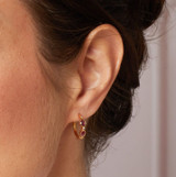 Laura Ashley Gold Plated Silver Rhodolite Garnet Stone Thornage Flowers Station Mini Hoop Earrings 2