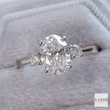 Platinum Laboratory 1.83ct D VVS2 Oval & Two 0.22ct Round Brilliant Diamond Engagement Ring 2