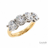 18kt Yellow Gold 4 Stone 4.07ct D VVS2 Round Brilliant Laboratory Diamond Ring 2