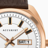 Accurist Gents Retro Rose Gold Plated Brown Vintage Watch 2