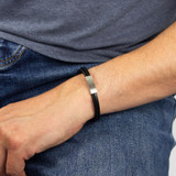 Gents Stainless Steel Double Row Magnetic Clasp Leather on model