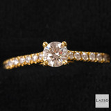 18kt Yellow Gold 0.30ct Round Brilliant Solitaire Castille Set Diamond Shoulders 2 18kt Yellow Gold 0.30ct Round Brilliant Solitaire Castille Set Diamond Shoulders 2