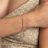 9kt Two Tone Elongated Link Bracelet 2