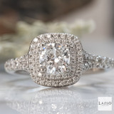 Platinum Laboratory D VVS1 O.81ct Cushion Diamond & 0.31ct Natural Diamond Halo Split Diamond Ring  2